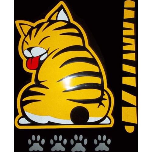 Cartoon Cat Moving Tail Paws Sticker Window Reflective Sheeting 3D Car Decal Rear Wiper Funny Outside Styling Windshield Cool