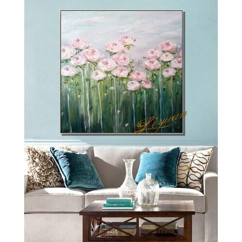 Wall Decorative Item Picture Art Pure Handmade Texture Flowers Oil Paintings Artwork For Bedroom Decor Estilo Minimalista
