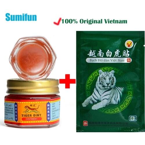 Original Vietnam Red Tiger Balm Pain Relief Ointment+White Tiger Patch for Joint Muscle Rub Analgesic Cooling Oil Cream/Plaster