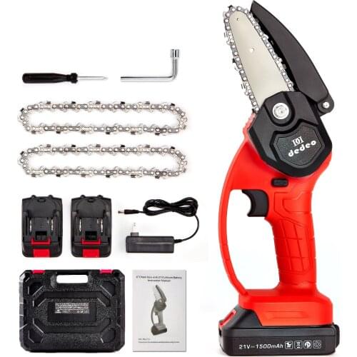 Dedeo Mini Chainsaw with 2 Battery One-Handed Portable Chain Saw for Branch Wood Cutting Garden Tree Logging Trimming