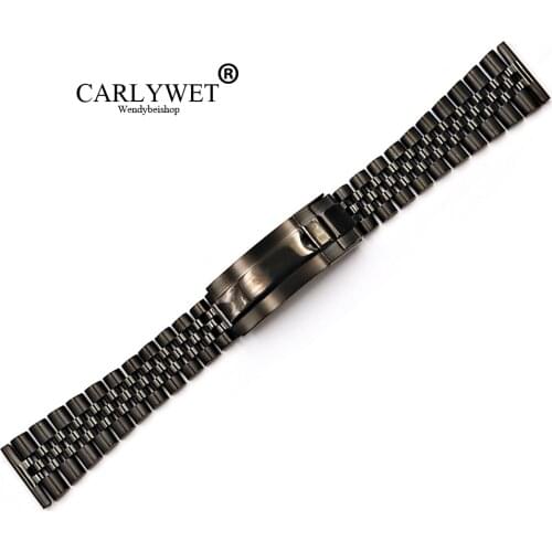 CARLYWET 20 22mm Wholesale Glide Lock Replacement Straight End Watch Band Strap Bracelet For Omega IWC Tudor Seiko Breitling