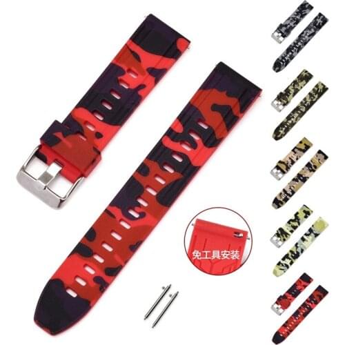 Silicone Watch Strap Band for Galaxy Active camouflage for HUAWEI watch GT 2 Quick Release Watchband Replacement 18 20 22 24mm