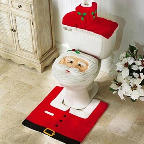 Christmas Decorations for Home Santa Claus Toilet Seat Cover Bathroom Set New Year Product Santa Navidad Decoration