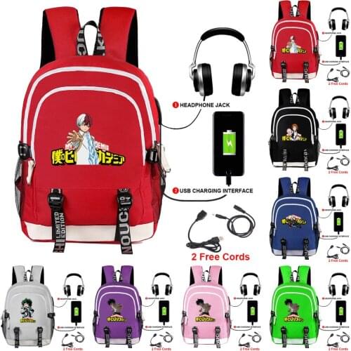 Anime My Hero Academia USB Backpack Kids Teens Student School Bags Bookbag Boku no Hero Academia Shoulder Travel Laptop Bag