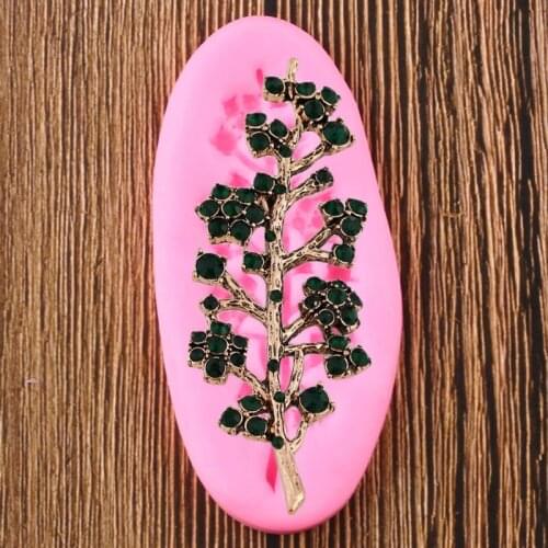 Flower Tree Branches Silicone Mold Gem Diamond Fondant Mould Cupcake Topper DIY Party Cake Decorating Tools Candy Clay Moulds