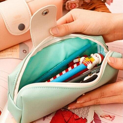 Students Pencil Pen Bag Coin Purse Beauty Makeup Pouch Handbag Zip Hasp Mustache Pencil Case estojo escolar