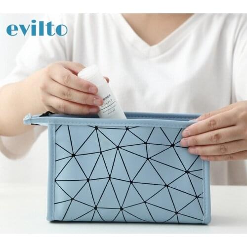 Travle Storage Bag PU Women Make Up Bag Waterproof Cosmetic Storage Bag Organizer Geometric Toiletry Kit Pouch Purse