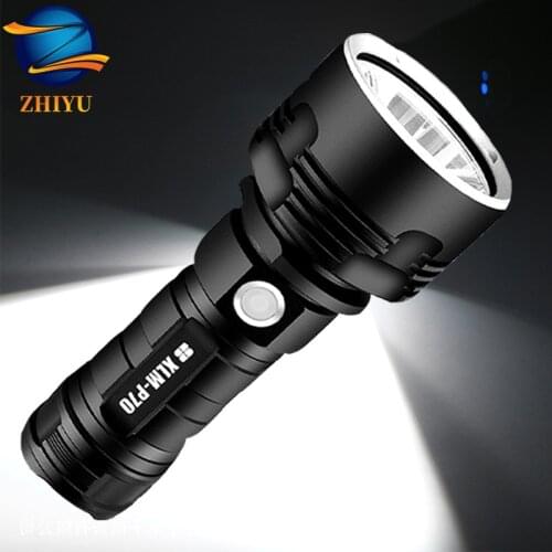 USB Rechargeable LED Flashlight L2 P70 High power Strong light Field Rescue Outdoor waterproof camping runnning Night Fishing