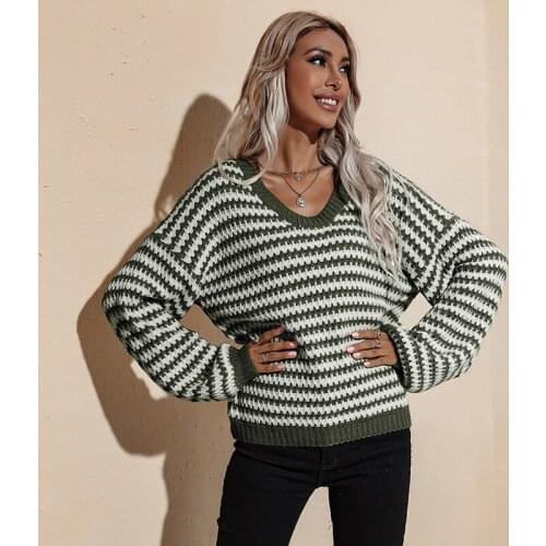 Explosions European and American womens fashion V-neck loose slim sweater pullover in autumn and winter 2021 oversized hoodie