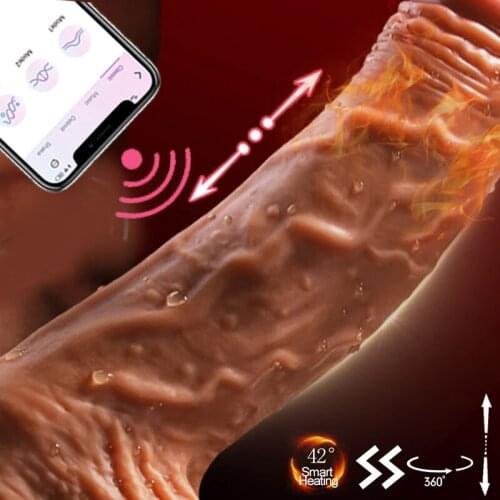 APP Bluetooth telescopic dildo vibrator Layer Silicone Big Penis Heating Realistic Dildo G spot Massage sex toy for women shop