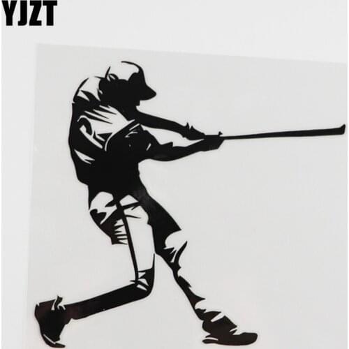 YJZT 13.8CMX12.4CM Baseball Team Game Sport Player Vinyl Car Sticker Black/Silver 8A-0243
