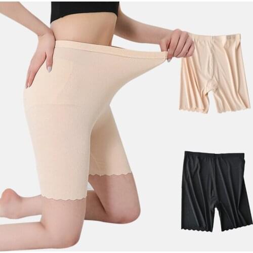 Womens Large Size Thread Anti-light Safety Pants Summer No Trace Plus Wave Stripe Three Pants Anti-light Safety Pants