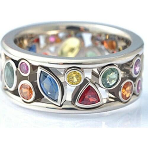 New 2020 Hit Geometry Rainbow Ring Luxury Zircon Noble Rings For Women AAA Zircon Rings Wedding Gift Jewelry