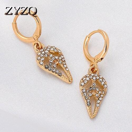 ZYZQ Exaggeration Skull Grimace Drop Earrings For Men And Women Personality Hip Hop Earrings Fashion Halloween Jewelry 2021