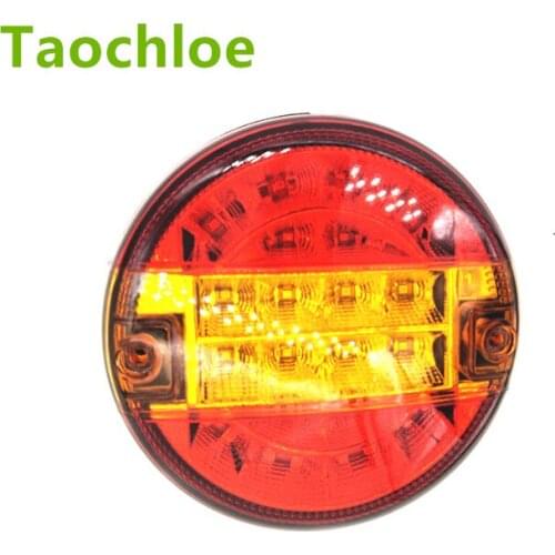 1pair 5.5inch Emark 140mm 20 LED Trailer Truck Stop Tail Lights Amber Turn Signal Round Lamp Caravan Lorry Van Rear Light