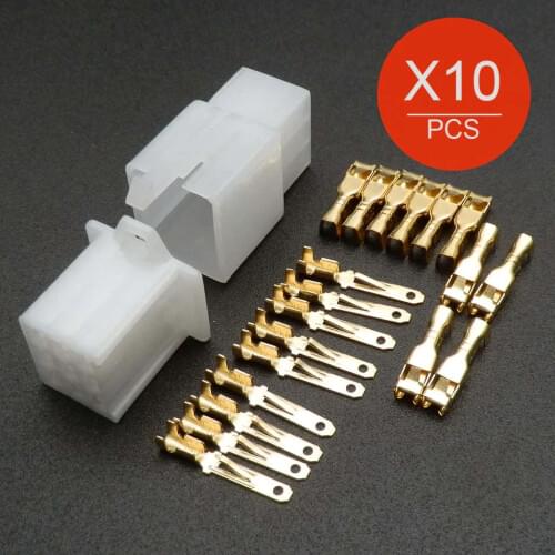 10 sets Female Male Cable Terminal Electrical Connector Plug 2 3 4 6 9-way Pin Universal Automotive 2.8mm Motorcycle ebike car