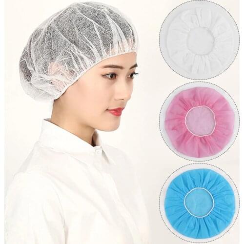 10Pcs Disposable Salon Hair Hat Anti Dust Net Bouffant Cap Non-Woven Head Cover Hat Elastic Cleaning Hair Protect Hat Cap