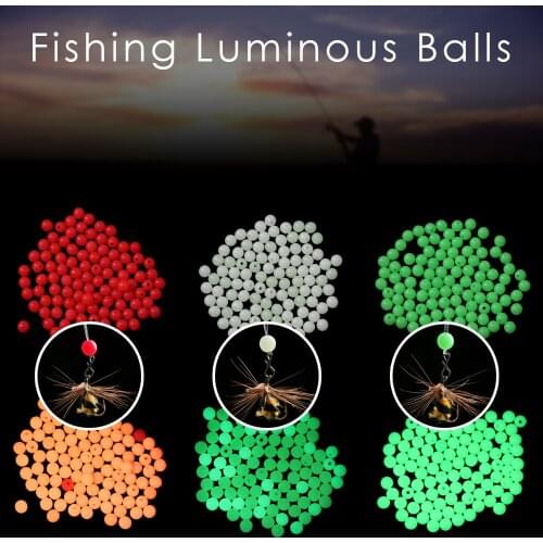 100pc / bag Fishing Floats Beads 3 Colors Light Luminous Bright Balls for Night Fishing Plastic 4/5/6 / 8mm Bass Fishing Lures