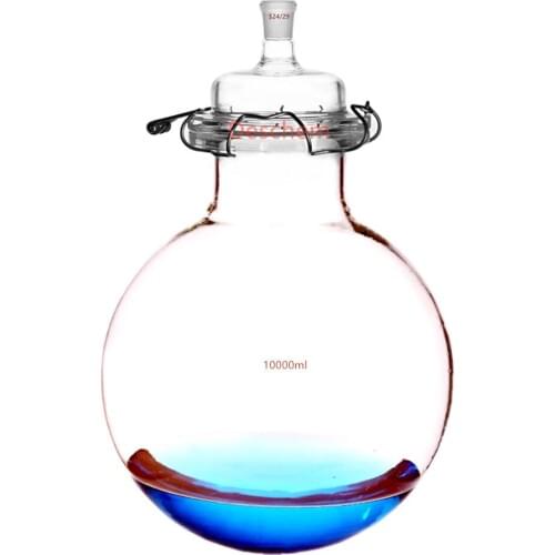 10000ml 24/29 Glass Reactor 1-Neck 10L Lab Reaction Flask Vessel Single Neck Lid & Clamp