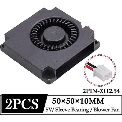 2 Pcs Gdstime DC 5V Fan 50mm 50x50x10mm Exhaust Brushless 3D Printer Cooling Fan 5cm 50mmx10mm Turbo Blower Cooler