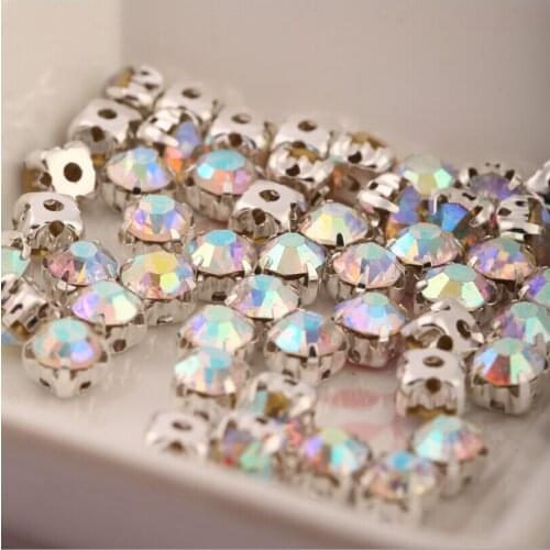 288pcs SS16 Crystal AB Silver FlatBack Sew On Stones With Claws Silver Plated Setting Chatons Crystal Glass Stones