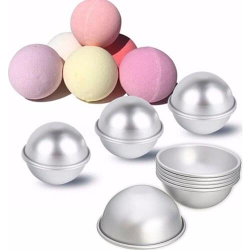 6pcs 3 Sets 65mm Aluminum Silver Round DIY Bath Bomb Molds For Fizzy Sphere