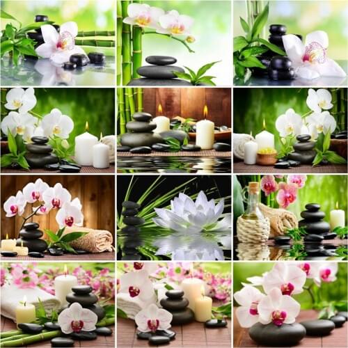 HUACAN Diamond Painting Flower 5D Diy Wall Sticker Embroidery Mosaic Lotus Cross Stitch Diamond Art