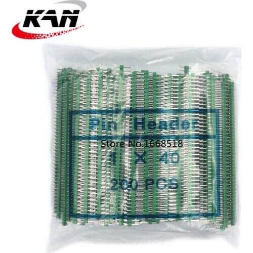 Free shipping 200PCS/LOT Green 40P 2.54mm Male Color Single Row Pin Header 1*40P 1X40P Pitch 2.54