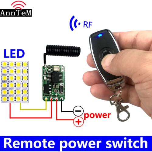 Wireless remote control switch Mini small 433mhz rf transmitter receiver 3.7v 5v 6v 9v 12 Battery power circuit micro Controller