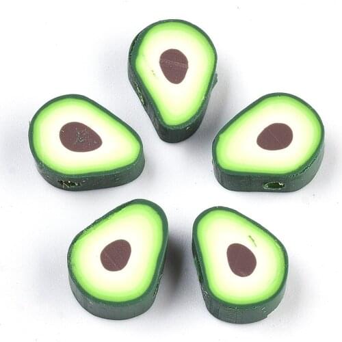 50Pcs Green Avocado Handmade Polymer Clay Spacer Beads For DIY Jewelry Bracelet Making Supplies