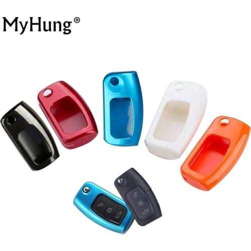 Car Key Shell Flip Painted Folded Key Cover Case For Ford New Fiesta Ecosport Focus 2 MK2 2012-2016 Key Portect Case car-styling
