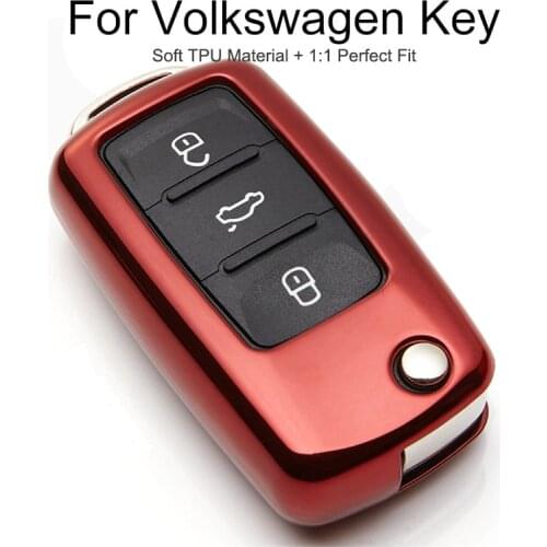 6 Colors TPU Car Key Cover Case For VW Polo 6R Eos Caddy Jetta 6 Tiguan Golf 4 6 7 mk7 Passat 2019 Key Chain Ring Shell Styling