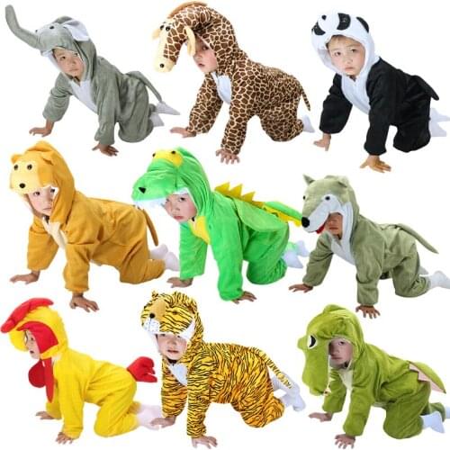 Halloween Children Kids Animal With Hat Cosplay Costume Dinosaur Tiger Elephant Holiday Animals Jumpsuit For Boy Girl Dress