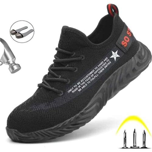 Breathable Men Safety Work Shoes Indestructible Non-Slip Steel Toe Boots Non-Slip Comfort Anti-smash Anti-piercing Light Sneaker