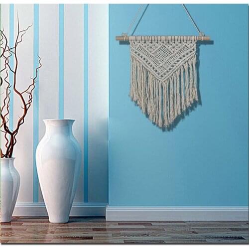 Macrame Tapestry House Decoration Handmade Woven Bohemian Knotted Wall Art Wall Hanging with Lace Fabrics Home Wedding Decor