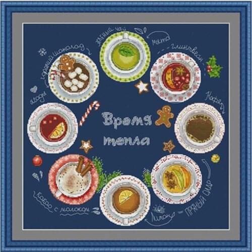 Hot selling Drink time Patterns Counted Cross Stitch DIY Wholesale Chinese Cross Stitch Kits Embroidery Needlework Sets