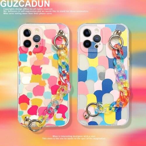 Graffit Dots Bracelet Phone Cases for Iphone 11 Pro Max X XS XR 7 8 Plus SE 2020 12 Mini Colorful Chain Soft TPU Back Cover