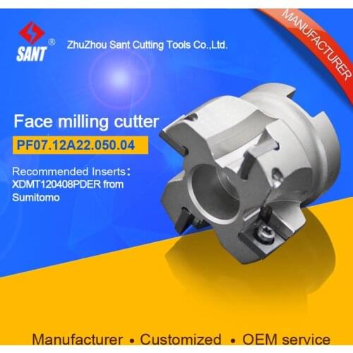 Indexable Face Milling Tools PF07.12A22.050.04 with inserts XDMT120408PDER for Lathe