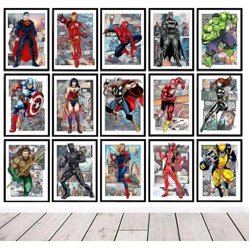 Avengers Comic Posters Marvel Superhero Canvas Painting Iron Man Captain America Print Wall Art Picture Boy Room Home Decoration