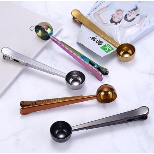 304 Stainless Steel Spoon Food Snack Sealing Clip Multifunctional Sealing Clip Milk Powder Measuring Spoon Coffee Spoon