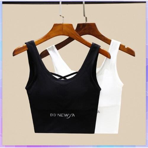 Sexy Tank Top Backless Halter Crop Tops Vest Womens Summer Camis With Chest Pad Underwear Tube Top Female Sleeveless Sports Top