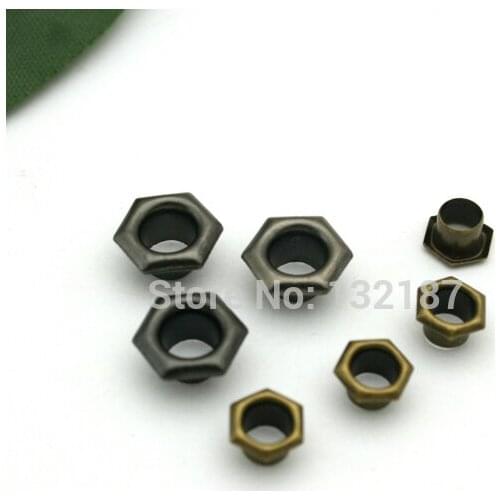 400sets/lot metal eyelets with washer hexagon / sexangle metal grommets for garments shoes free shipping JY-010