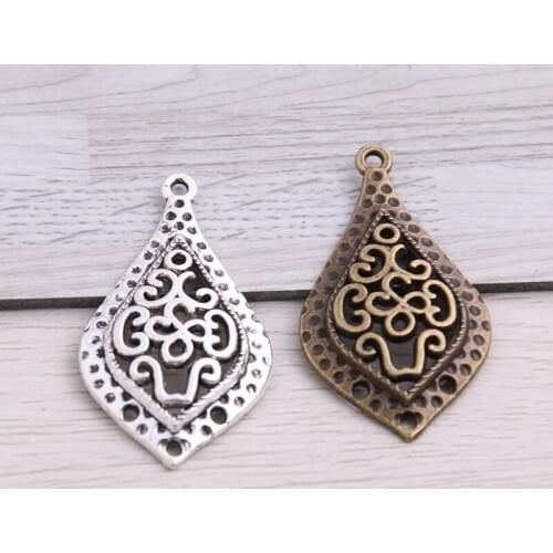 SWEET BELL 20pcs 23*41mm Two Color Zinc Alloy Necklace Charm Jewelry DIY Hollow Water Droplets Connector Pendant Necklace