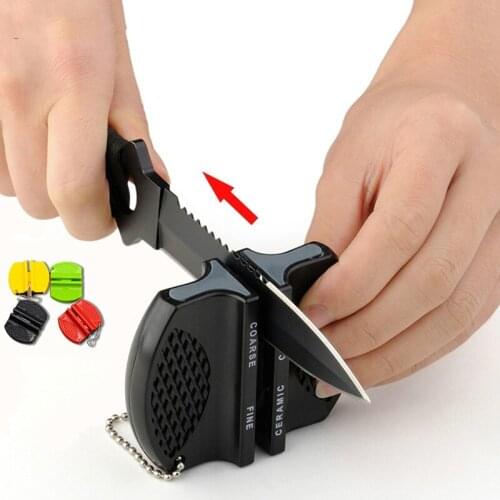 Mini affilacoltelli ONEUP in ceramica, affilacoltelli a due stadi in tungsteno portatile a farfalla pietra per affilare affilare