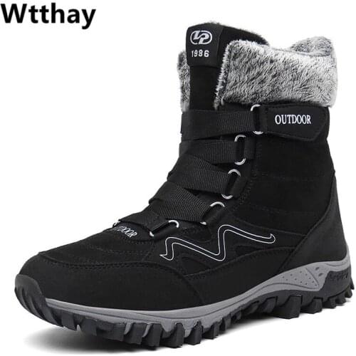Leather Men Boots Winter with Fur Super Warm Snow Boots Men Winter Work Casual Shoes Sneakers Military Combat Ankle Boots Female