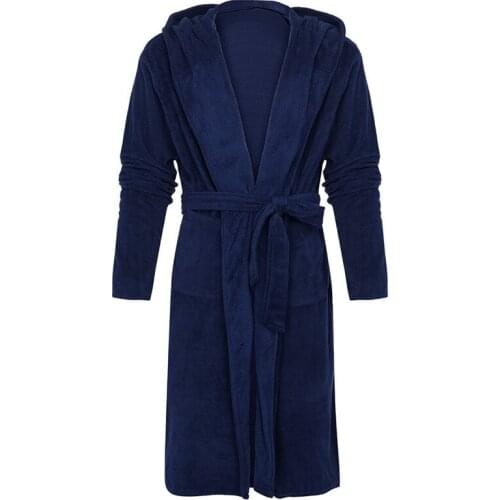 Mens Bathrobe Costume Kimono Coral Fleece Hooded Night Bath Robe Home Sleepwear Pajamas Winter nightgown