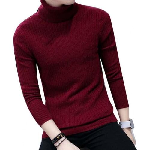Men Turtleneck Sweater Fashion Thicken Warm Solid Color Long Sleeve Knitted Pullovers Sweater Top Casual Turtleneck sweater Men