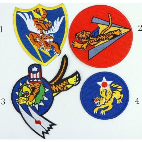 Embroidery Four Camouflage Jacket Patch WWII US Flying Tigers Iron-on Patch