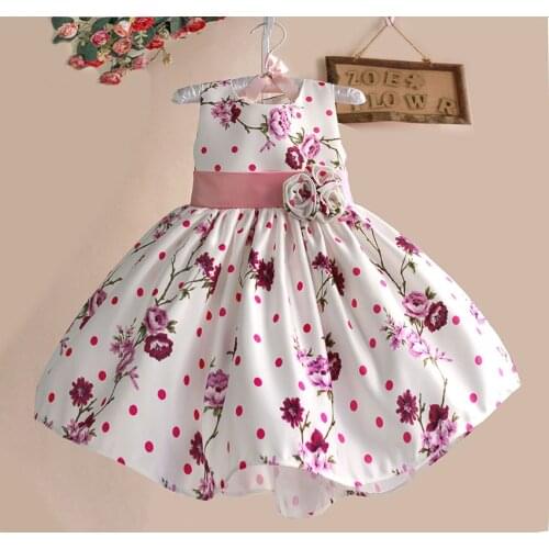 New Girls Party Dresses Rose Floral Tribute Silk Kids Dresses for Girls Birthday Wedding Infant Formal Clothes