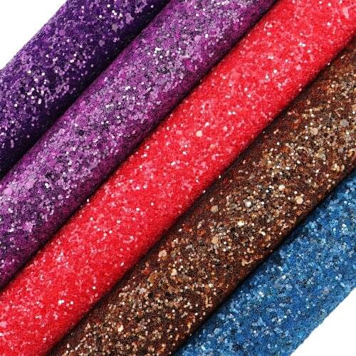 30X134cm Matte Red Purpler Chunky Glitter Fabric Leather Roll For Handbag Home Decoration DIY Bows Earring AY176